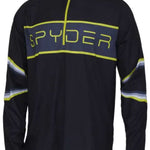 Spyder Paramount Lightweight Zip Turtleneck 2022 - A black zip-up turtleneck with a neon yellow zipper and logo on chest.