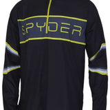 Spyder Paramount Lightweight Zip Turtleneck 2022 - A black zip-up turtleneck with a neon yellow zipper and logo on chest.