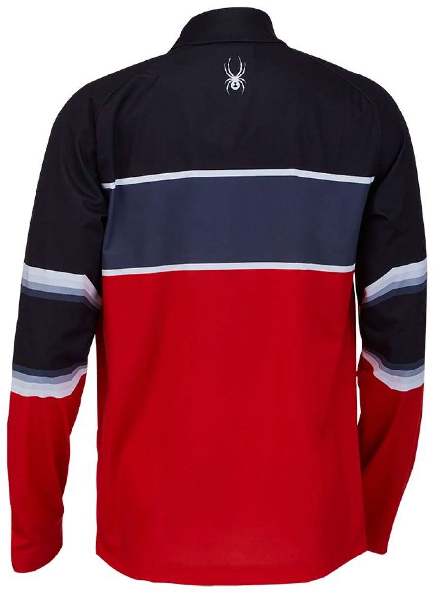 Spyder Paramount Lightweight Zip Turtleneck 2022 - A black, red and white turtleneck sweater with a zip closure at the neck.