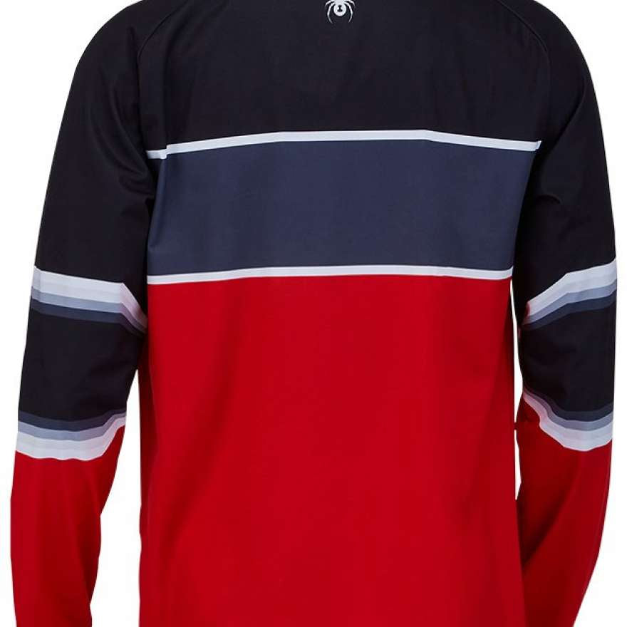 Spyder Paramount Lightweight Zip Turtleneck 2022 - A black, red and white turtleneck sweater with a zip closure at the neck.