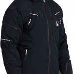 Spyder Pinnacle GORE-TEX Insulated Jacket - Black jacket with white accents and a zipper on the chest.