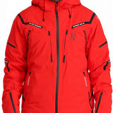 Spyder Pinnacle GORE-TEX Insulated Jacket - A red jacket with black accents and a black zipper, featuring a hood and multiple pockets.