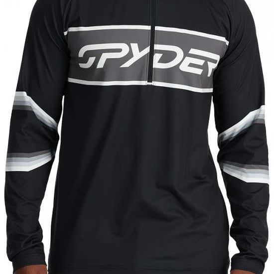 Spyder Premier 1/4 Zip Turtle Neck 2024 - Black jacket with white logo on chest and gray accents around collar, cuffs, and hem.