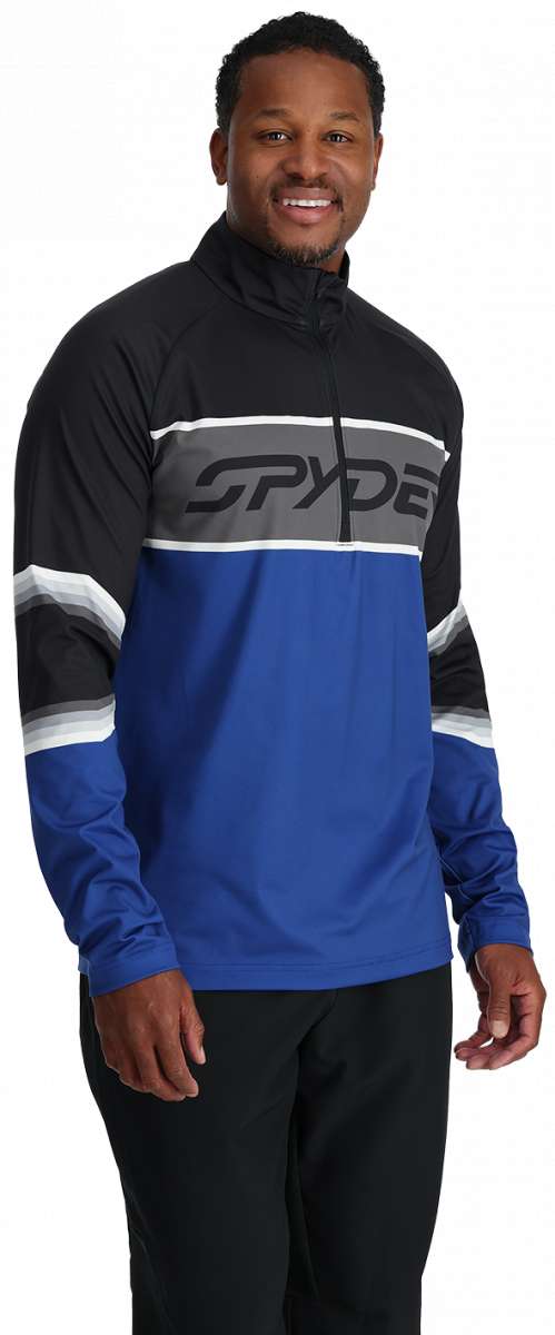 Spyder Premier 1/4 Zip Turtle Neck 2024 - A black, gray and white zip-up turtle neck with a high collar.