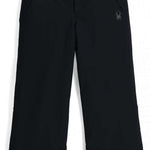 Spyder Junior's Revel Insulated Pant 2024 - Black ski pants with a subtle white logo on the left thigh and black hardware.