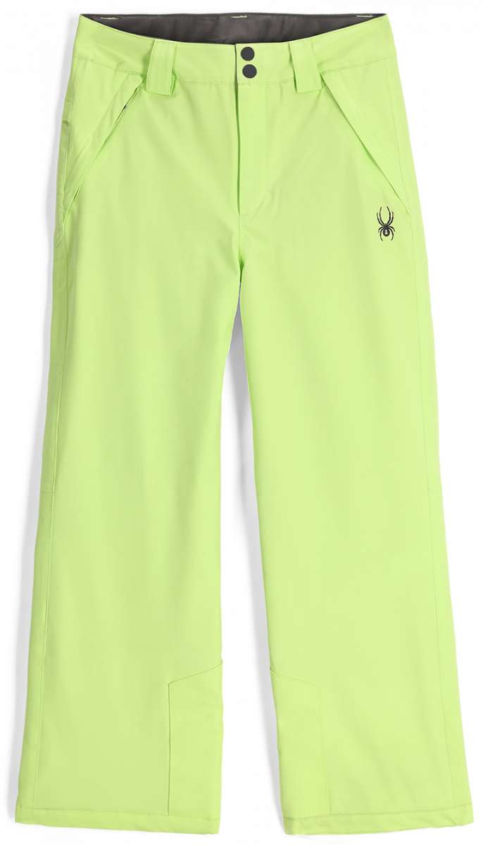 Spyder Junior's Revel Insulated Pant 2024 - Black ski pants with a subtle white stripe down the side of each leg.