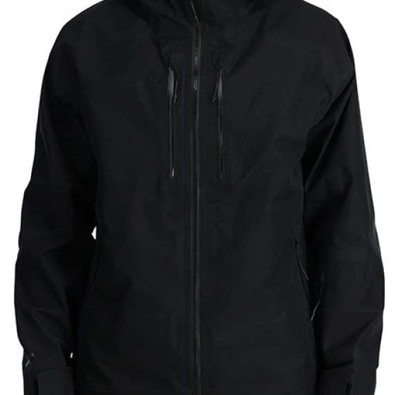 Spyder Sanction GORE-TEX Shell Jacket 2024 - Black jacket with black zipper and black drawstring at hood.