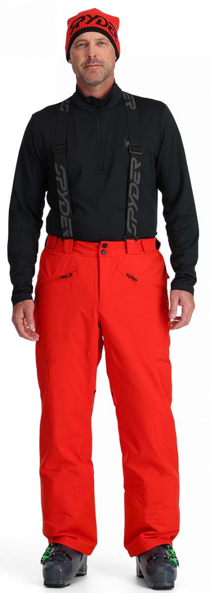 Spyder Sentinel Insulated Pants 2024 - Black pants with a subtle pattern of thin white lines on the left leg.