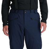Spyder Sentinel Insulated Pants 2024 - Black pants with a subtle white pattern on the left leg, featuring a zippered pocket and adjustable cuffs.