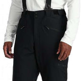 Spyder Sentinel Insulated Pants - Black pants with a subtle patterned stripe down the side, featuring black hardware and a zippered pocket on the thigh.