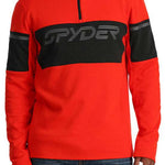 Spyder Speed Quarter Zip Fleece Sweater 2024 - A red fleece sweater with a black Spyder logo on the chest and a quarter zip closure at the top.