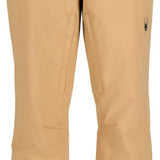 Spyder Traction Stretch Insulated Pant 2023 - Beige pants with a black spider logo on the left leg.