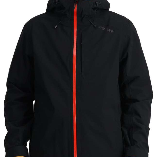 Spyder Volt GORE-TEX Shell Jacket 2024 - A black jacket with a red zipper and logo on the left chest.