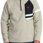 Spyder Wengen Bandit 1/2 Zip Sweater 2024 - A black and white sweater with a red logo on the chest.