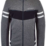 Spyder Wengen Encore Full Zip Fleece Jacket 2022 - A heathered grey fleece jacket with a black zipper and white stripes on the sleeves.