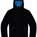 Spyder Wildcard Insulated Jacket 2023 - A black jacket with a blue logo on the left chest and two zippered pockets at the waist.