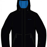 Spyder Wildcard Insulated Jacket 2023 - A black jacket with a blue logo on the left chest and two zippered pockets at the waist.
