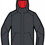 Spyder Wildcard Insulated Jacket 2023 - A dark gray jacket with a red zipper and black accents on the shoulders.