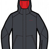 Spyder Wildcard Insulated Jacket 2023 - A dark gray jacket with a red zipper and black accents on the shoulders.