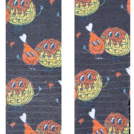 Stance Bock Bock Snow Crew Sock 2024 - A pair of gray crew socks with a repeating pattern of cartoon ducks in orange, yellow and white.