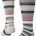 Stance Curren Snow Sock 2024 - White snow socks with a red and black stripe pattern on top.