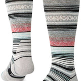 Stance Curren Snow Sock 2024 - White snow socks with a red and black stripe pattern on top.