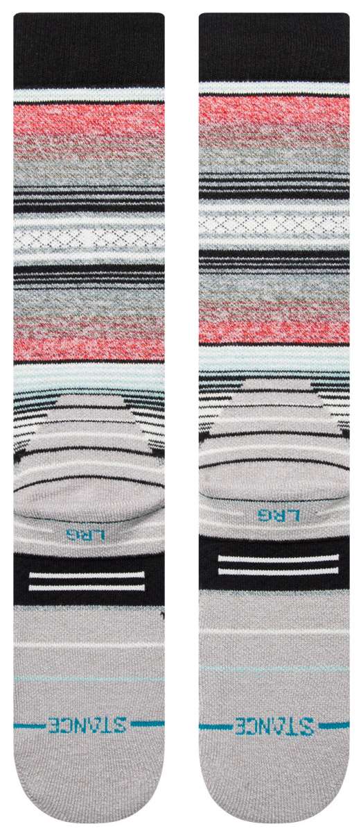 Stance Curren Snow Sock 2024 - White snow socks with red and grey stripes.