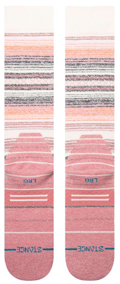 Stance Curren Snow Sock 2024 - White socks with thin black stripes and a subtle snowflake pattern on the top cuff.