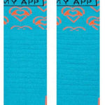 Stance - Develop Snowboard Socks 2023 - Pair of snowboard socks with a light blue background and orange accents, featuring a repeating pattern of stylized mountain peaks.