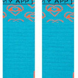 Stance - Develop Snowboard Socks 2023 - Pair of snowboard socks with a light blue background and orange accents, featuring a repeating pattern of stylized mountain peaks.