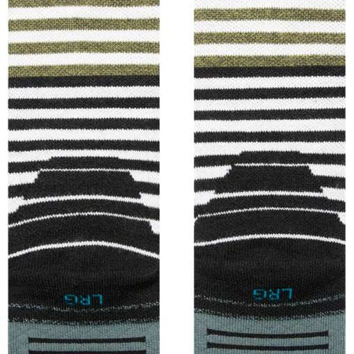 Stance Diatonic Snow Sock 2024 - White snow socks with horizontal stripes in various shades of gray and green.