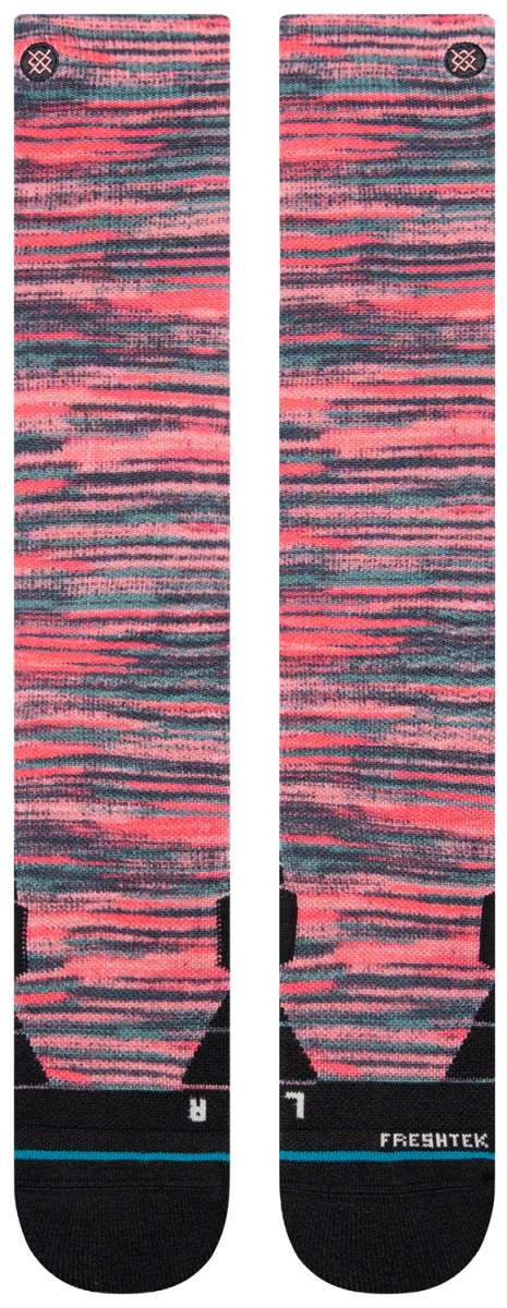 Stance Dusk to Dawn Snow Crew Sock 2024 - A pair of crew socks with a pink and grey marbled pattern.