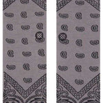 Stance El Barrio Crew Sock 2023 - Gray crew socks with a repeating paisley pattern and blue stripe at the bottom.