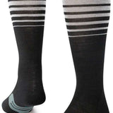Stance Emmit Snow Crew Sock 2024 - Black crew socks with horizontal gray stripes and a small white logo on top of the foot.