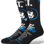 Stance Extra Terrestrial Crew Socks 2023 - Black crew socks with white and blue accents, featuring a stylized "ET" logo on top.