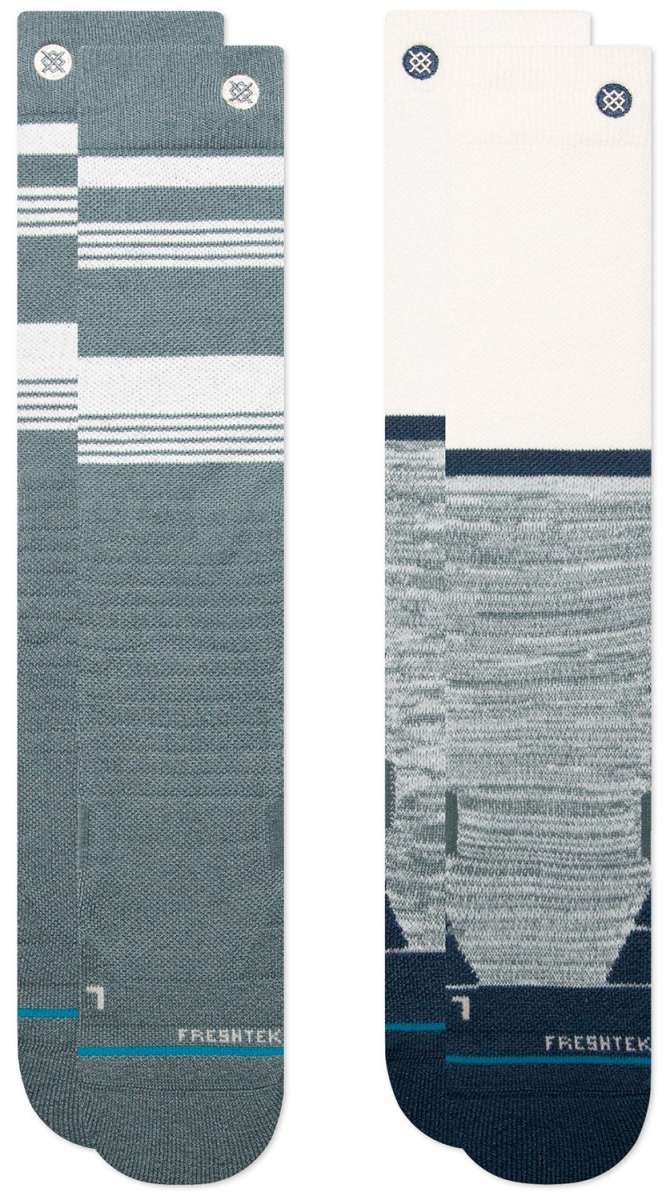 Stance Freeton Snow 2 Pack SB Sock 2024 - A pair of gray snowboard socks with a subtle pattern and white accents.