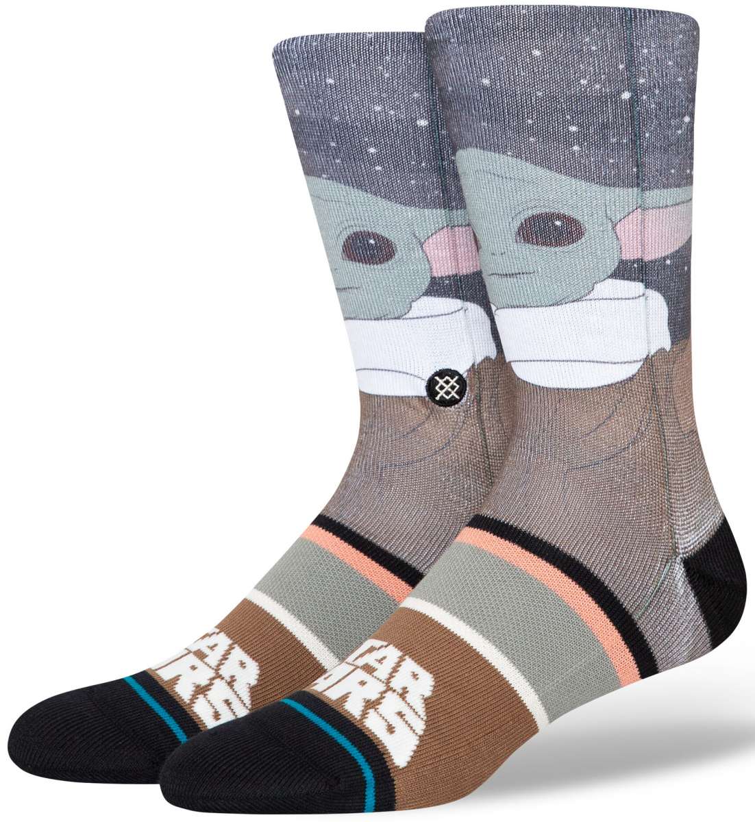 Stance Grogu By Jaz Crew Sock 2024 - A pair of crew socks featuring an image of Grogu from The Mandalorian.