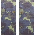 Stance Hydrangea Crew Sock 2023 - A pair of crew socks with a light purple hydrangea pattern on an olive green background.