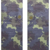 Stance Hydrangea Crew Sock 2023 - A pair of crew socks with a light purple hydrangea pattern on an olive green background.
