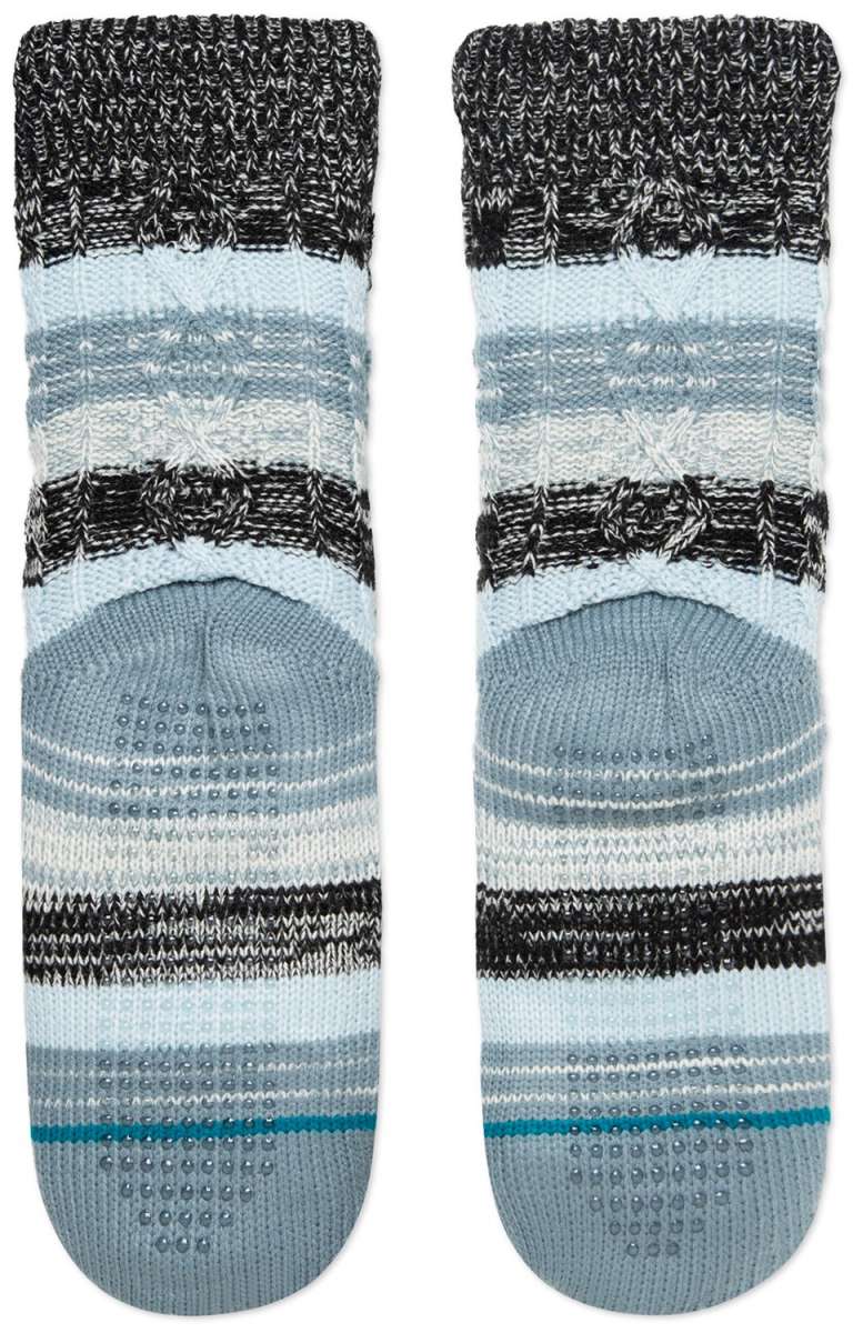 Stance Jalama Socks 2023 - Pair of light blue ankle-high socks with a subtle white stripe pattern and dark gray heel and toe caps.