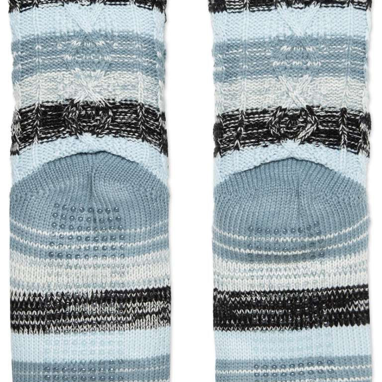 Stance Jalama Socks 2023 - Pair of light blue ankle-high socks with a subtle white stripe pattern and dark gray heel and toe caps.