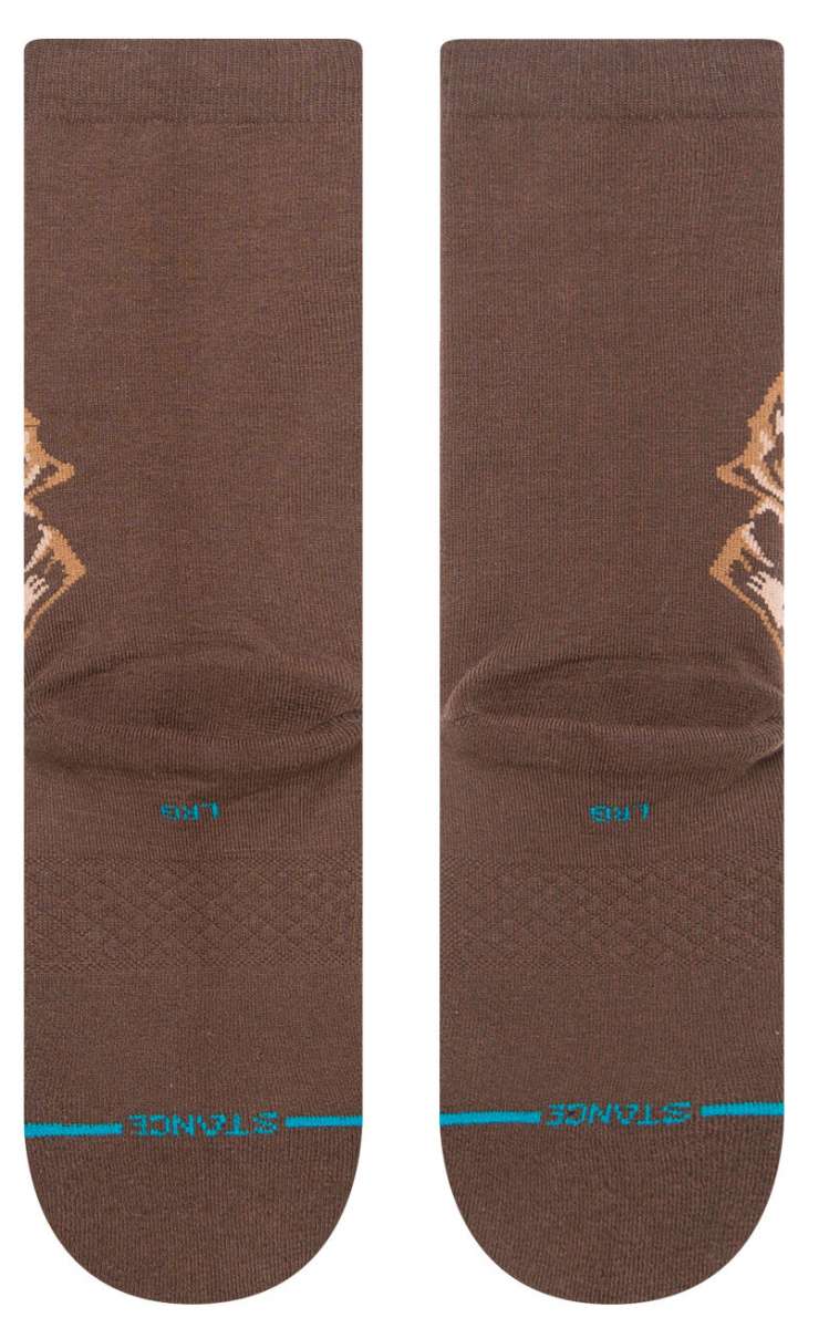 Stance Kids Jawa Crew Sock 2023 - Brown crew socks with a tan and black pattern of a character from Star Wars.