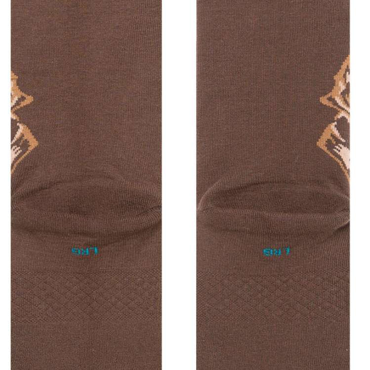 Stance Kids Jawa Crew Sock 2023 - Brown crew socks with a tan and black pattern of a character from Star Wars.