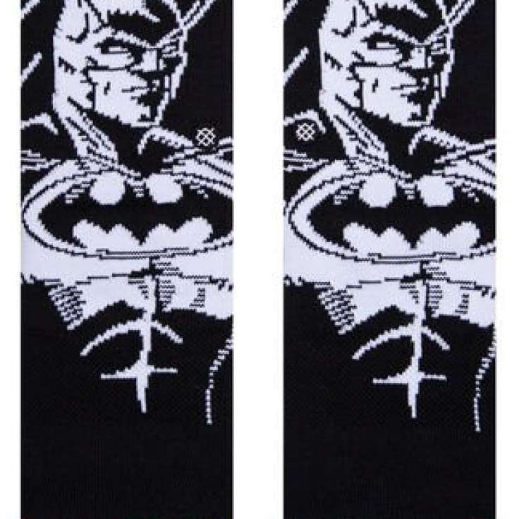 Stance Juniors Batman Crew Socks 2023 - Black crew socks with a white Batman logo on top of a black bat symbol.