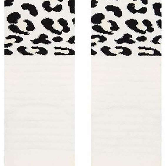 Stance Juniors Cheatz Snow Sock 2023 - White snow socks with black leopard print and blue stripe at the top.