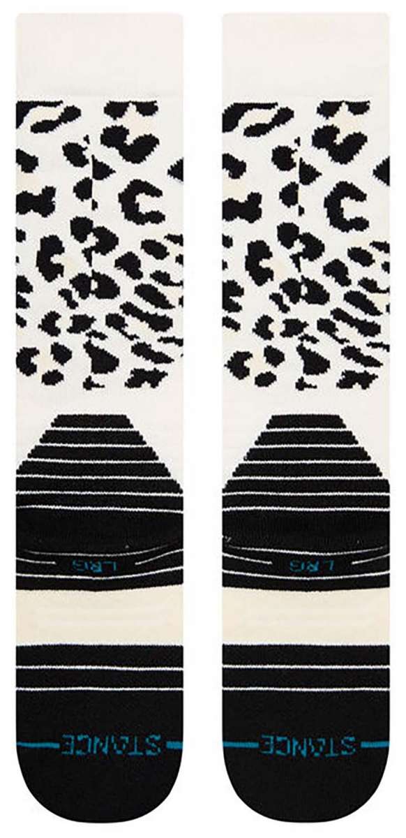 Stance Juniors Cheatz Snow Sock 2023 - Black snowflake pattern on white ankle socks with a blue logo at the top.