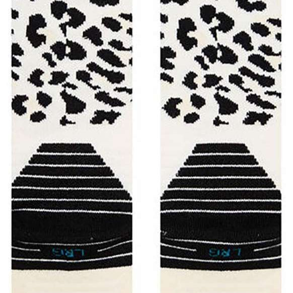 Stance Juniors Cheatz Snow Sock 2023 - Black snowflake pattern on white ankle socks with a blue logo at the top.