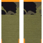 Stance Juniors Sargent Snow Sock 2023 - A pair of green snow socks with a black bear design and orange stripes.