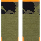 Stance Juniors Sargent Snow Sock 2023 - A pair of green snow socks with a black bear design and orange stripes.