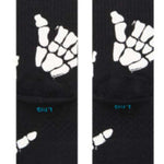 Stance Kids' Zombie Hang Crew Socks 2023 - Black crew socks with white zombie hands and feet graphic.